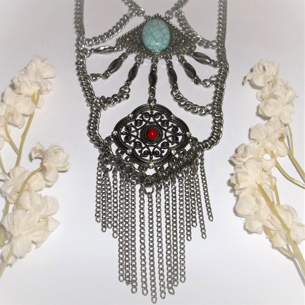 Pre-owned, Statement Necklace, Southwestern Necklace, Turquoise Necklace, 7689